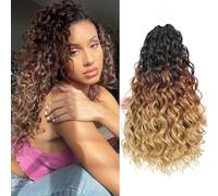 MLETUILPS Pre Looped Ocean Wave Crochet Hair 8 packs Boho Curly Crochet Hair Short Ocean Braids Pre Twisted Synthetic Deep Wavy Crochet Braids for Women (1B/30/27#, 14 pulgadas)