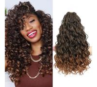 MLETUILPS Pre Looped Ocean Wave Crochet Hair 8 packs Boho Curly Crochet Hair Short Ocean Trenzas Pre Twisted Synthetic Deep Wavy Crochet Braids for Women (T30#, 14 pulgadas)