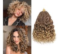 MLETUILPS Pre Looped Ocean Wave Crochet Hair 8 packs Boho Curly Crochet Hair Short Ocean Trenzas Pre Twisted Synthetic Deep Wavy Crochet Braids for Women (T33/27#, 10 pulgadas)