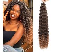 MLETULIPS Crochet Extensiones de pelo Onduladas Sintéticas Trenzadas para Mujeres Negras (T4/30#, 22 inch (pack of 6))