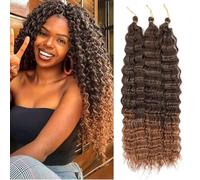 MLETULIPS Crochet Extensiones de pelo Onduladas Sintéticas Trenzadas para Mujeres Negras (T4/30#, 22 inch (pack of 3))