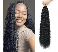 MLETULIPS Crochet Extensiones de pelo Onduladas Suaves Sintéticas Trenzadas para Mujeres Negras (1B, 18 inch (pack of 6))