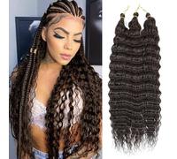 MLETULIPS Crochet Extensiones de pelo Onduladas Suaves Sintéticas Trenzadas para Mujeres Negras (4#, 22 inch (pack of 3))