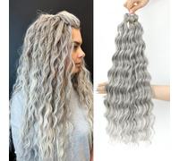 MLETULIPS Extensiones de pelo rizado, crochet rizado de ondas profundas, onduladas, suaves, sintéticas, bohemias, trenzas de crochet para mujeres (T10/56C#, 20 pulgadas/3'