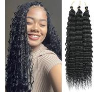 MLETULIPS Ocean Wave Crochet Extensiones de pelo Deep Wave Trenzado Crochet Pelo Suave Sintético Rizado Trenzado Crochet Pelo para Mujeres Negras (1B, 18 inch (pack of 3）)