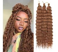 MLETULIPS Ocean Wave Crochet Extensiones de pelo Deep Wave Trenzado Crochet Pelo Suave Sintético Rizado Trenzado Crochet Pelo para Mujeres Negras (30#, 18 inch (pack of 3）)