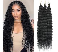 MLETULIPS Ocean Wave Crochet Hair Extensions Deep Wave Crochet Hair Soft Synthetic Curly Crochet Hair for Black Women (1B, 30inch (Pack of 3))