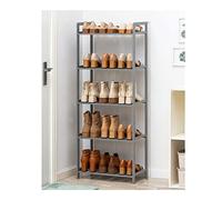 MLHDZ Organizador de zapatos con gran capacidad de almacenamiento, soporte de madera de 5 niveles para ahorrar espacio (gris)
