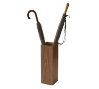 MLHDZ Paragüero de madera vintage con bandeja de goteo extraíble, soporte para palos de diseño minimalista y cubo de almacenamiento (color nogal)