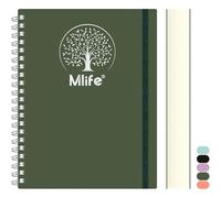Mlife Cuaderno A4 rayado, 300Páginas Cuaderno espiral,PVC tapa dura con impresión árbol de la vida,100g/M² papel resistente a la tinta,Bolsillos expandibles,Cintas elásticas,21 * 28cm-verde
