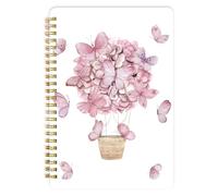 Mlife Cuaderno A5 De Anillas, Bloc De Notas Con Espiral - 160 Páginas, Papel Antitinta De 100 G/M², Tapa Dura Con Bolsillos Y Banda Elástica Para Diarios Y Bullet Journals De Adultos (Mariposa Rosa)