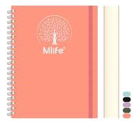 Mlife Cuaderno A5 rayado, 300Páginas Cuaderno espiral,PVC tapa dura con impresión del árbol de la vida,100g/M² Papel resistente a la tinta,Bolsillos expandibles,Bandas elásticas,14.5 * 21cm-Rosa