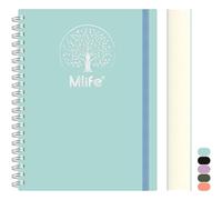 Mlife cuaderno B5 rayado, 300páginas cuaderno espiral,PVC tapa dura con la impresión del árbol de la vida,100g / m² de papel resistente a la tinta,Bolsillos expandibles,17.7x 25cm-azul