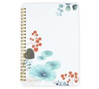 Mlife Cuaderno encuadernado en espiral A5 Bloc de notas 160 páginas, papel 100 g/m² Collegeblock Tapa dura con cierre elástico Correa y bolsillo plegable（Hojas de loto）