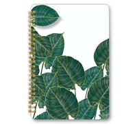 Mlife Cuaderno encuadernado en espiral A5 Bloc de notas 160 páginas, papel 100 g/m² Collegeblock Tapa dura con cierre elástico Correa y bolsillo plegable（Hojas verdes）