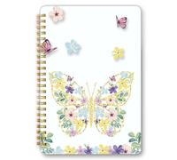 Mlife Cuaderno encuadernado en espiral A5 Bloc de notas 160 páginas, papel 100 g/m² Collegeblock Tapa dura con cierre elástico Correa y bolsillo plegable（Mariposa）