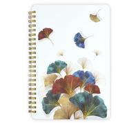 Mlife Cuaderno encuadernado en espiral A5 Bloc de notas 160 páginas, papel 100 g/m² Collegeblock Tapa dura con cierre elástico Correa y bolsillo plegable(Ginkgo)