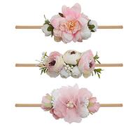 mligril Diademas florales para bebé niña, 3 unidades, diadema de nailon hecha a mano, corona de flores, diadema elástica para el cabello recién nacido, accesorios para el cabello, regalos para niñas