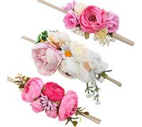 mligril Juego de 3 diademas para bebé y niña, corona de flores, accesorio para el pelo pequeño