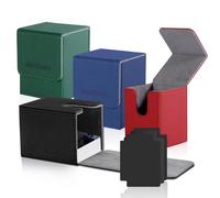 Mlikero 4 Pack Deck Box de Gran Tamaño y Apta para 100+ Cartas de una Sola Manga con 4 Divisores, Caja Cartas Deckbox, Caja cartas de Cuero de Calidad para Cartas Coleccionables