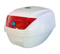 Mlink Baúl Universal para Moto Scooter 28L Blanco con Cerradura Reflectores y Placa de Montaje Capacidad 1 Casco Integral Polipropileno