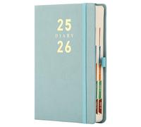 Mljtoyo Mljtoyo Agenda 2025-2026, A5, agenda diaria 2025-2026, página por día, tapa dura, soporte para bolígrafos, verde