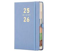 Mljtoyo Mljtoyo Agenda 2025-2026, A5, planificador diario 2025-2026, página por día, tapa dura, soporte para bolígrafos, azul
