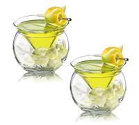 MLKLDOU Copas de champán Martini, tazas enfriadoras de cóctel, copa de vino de cristal helado triangular de capa intermedia, cuenco de servir frutas, cuenco de ensalada de vidrio con soporte para