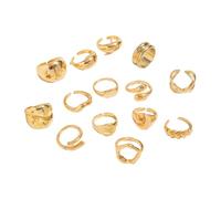 [Mllepjdh] 12 piezas de moda perla decoración anillo apilable asimétrico aleación ligera joyería diaria fiesta versátil perlas hueco apilable