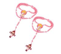 [Mllepjdh] 2 piezas collar de rosario religioso colorido para niños, Free Size