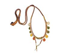 [Mllepjdh] 5 vías Dios de la riqueza encanto cadena de clavícula unisex algodón trenzado cuerda collar ajustable collar étnico hecho a mano