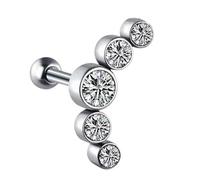 [Mllepjdh] Acero Inoxidable Perla de cartílago Pendientes Piercing Body Colorido Cristal Checo Accesorios de Uso Diario Accesorios para Oído Multiusos, フリーサイズ, No es una piedra preciosa