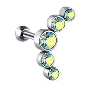 [Mllepjdh] Acero Inoxidable Perla de cartílago Pendientes Piercing Body Colorido Cristal Checo Accesorios de Uso Diario Accesorios para Oído Multiusos, フリーサイズ, No es una piedra preciosa