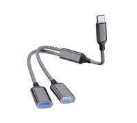 Mllepjdh Adaptador OTG a 2 USB Cable divisor en Y USB 2.0 Hub de expansión Hub de carga de datos Cable trenzado USB lector de tarjetas Hub