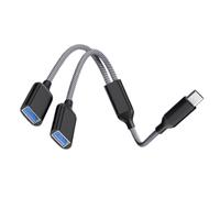 Mllepjdh Adaptador OTG a 2 USB Cable divisor Y USB 2.0 Expansión HUB Cable trenzado de carga de datos USB Lector de tarjetas Hub Negro