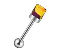 [Mllepjdh] Adorno de barra de lengua rectangular para personas de moda. Lengua de uso diario con material de acero inoxidable duradero que busca un estilo único, フリーサイズ, No es una piedra preciosa