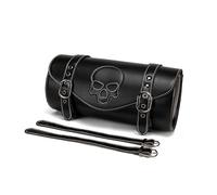 Mllepjdh Bolsa de almacenamiento de poliuretano con patrón de calavera, bolsa de herramientas para motocicleta, horquilla delantera, manillar, alforja, resistente a la intemperie