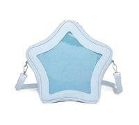 [Mllepjdh] Bolso de hombro transparente para mujer, bolso de hombro de piel sintética con forma de estrella de gran capacidad, con pantalla de alfiler de anime