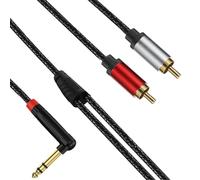 Mllepjdh Cable TRS a 2RCA de 6,35 mm de alta calidad, conectores en ángulo de 90°, cobre sin oxígeno para uso en estudio, conectores de equipos profesionales