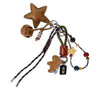 [Mllepjdh] Colgante de borla de estrella único, exquisito colgante hecho a mano con textura de aleación mochila y decoración de festivales llavero de estrella hecho a mano, フリーサイズ