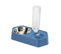 Mllepjdh Comedero y bebedero para mascotas, cuenco desmontable antivuelco, fuente de agua antifugas, cuenco elevado inclinado, dispensador de agua automático, azul