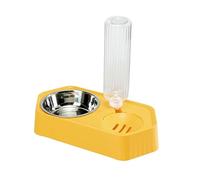 Mllepjdh Comedero y bebedero para mascotas, cuenco desmontable antivuelco, fuente de agua antifugas, cuenco elevado inclinado, dispensador de agua automático, amarillo