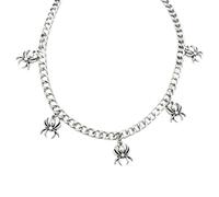 Mllepjdh Con dije de arañas con cadena de aleación en tono plateado, pieza llamativa con múltiples dijes atrevidos, para looks de uso diario y