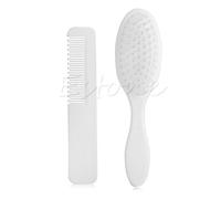Mllepjdh Delicado cepillo de pelo de bebé + peine para recién nacidos y niños pequeños, color blanco, para el cuero cabelludo, aseo suave, 2 unidades, resistente al viento y al agua