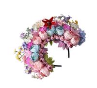 Mllepjdh Diadema étnica para novia, corona floral, diadema de boda, diadema de playa, accesorio para mujer, como se describe