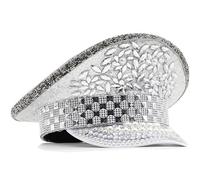 [Mllepjdh] Elegante sombrero de capitán de diamantes de imitación con remaches para mujeres, fiesta de cosplay, adecuado para diferentes ocasiones y trajes, accesorios de festivales