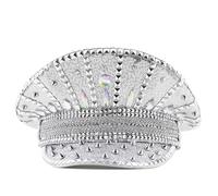 [Mllepjdh] Elegante sombrero de capitán de diamantes de imitación con remaches para mujeres, fiesta de cosplay, adecuado para diferentes ocasiones y trajes, accesorios de festivales