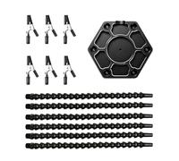 Mllepjdh Estación de soldadura con seis brazos flexibles, herramienta de soldadura de base de metal, 6 tornillos de banco de ayuda de soldadura, base de aluminio para soldar, brazos flexibles de