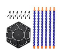 Mllepjdh Estación de soldadura multifuncional con seis brazos flexibles, 6 tornillos de banco de ayuda de soldadura, base de aluminio para dispensador de soldadura de tercera mano, azul