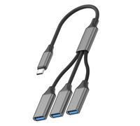 Mllepjdh Expansor divisor USB C trenzado de 3 puertos, compatible con teclados de impresora, carga para computadora, móvil, C, transferencia de datos con cable trenzado
